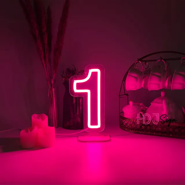 0-9 Numbers Neon Night Lights Bedroom Bar Sights LED Light Party Wedding Decor