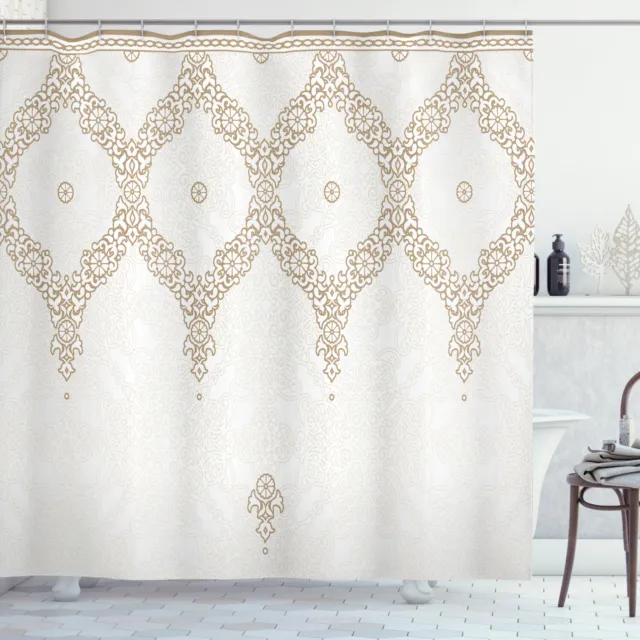 Decorative Ornate Pattern Moroccan Theme Far Eastern Print Shower Curtain Set