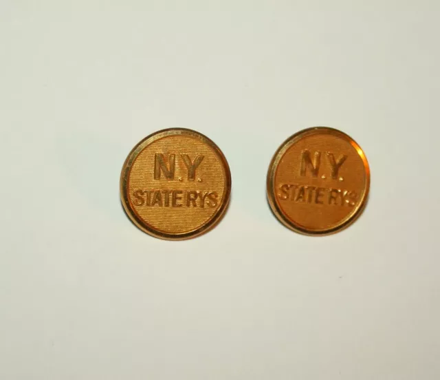 2 1950s New York NYS RYS State Railroad Rail System Transit Uniform Train Button