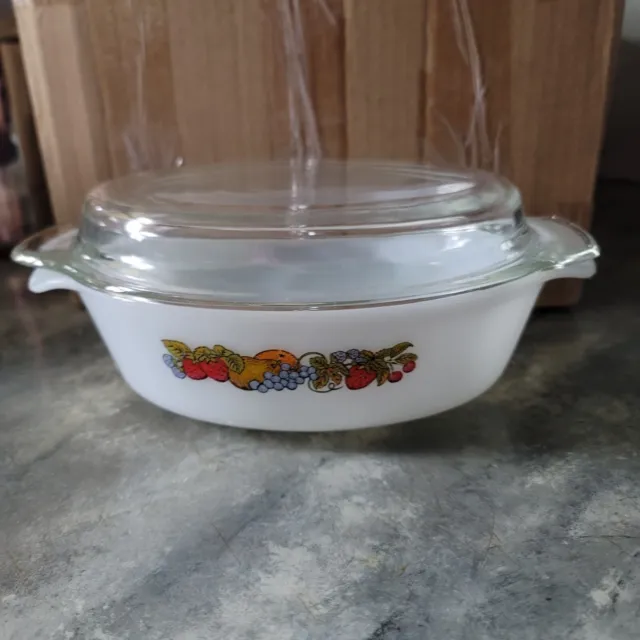 Corning Ware 1.5 Quart Casserole Dish #433 Spice Of Life With Clear Flat Lid