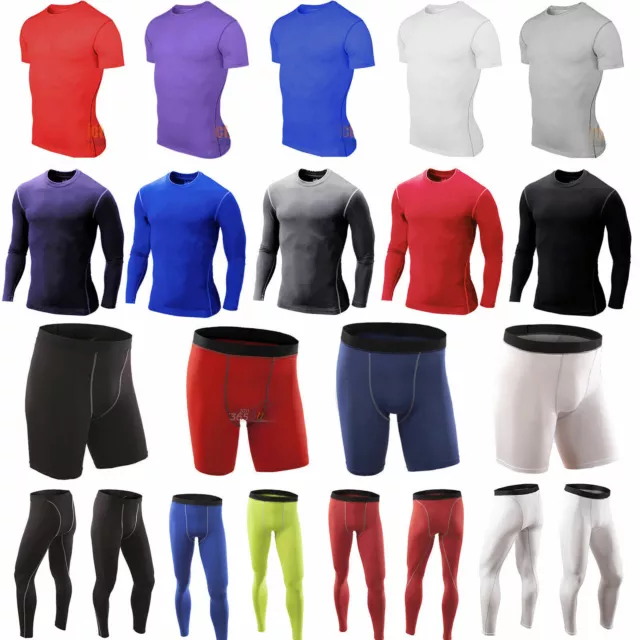 Men Compression Layer Tight Body Armour Thermal Skin Top.T-Shirt Long Pants Set~