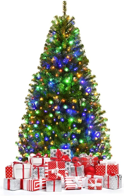 Albero Di Natale Pieghevole Pop Up 150 Cm Con Luci LED Incorporate - Pronto In 5 Minuti, Con Stella E Paillettes Verdi