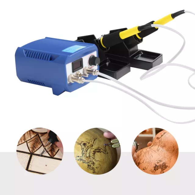 Neu 60W Pyrographiemaschine und 2* Pyrographie-Stifte Einstellbare Temperature