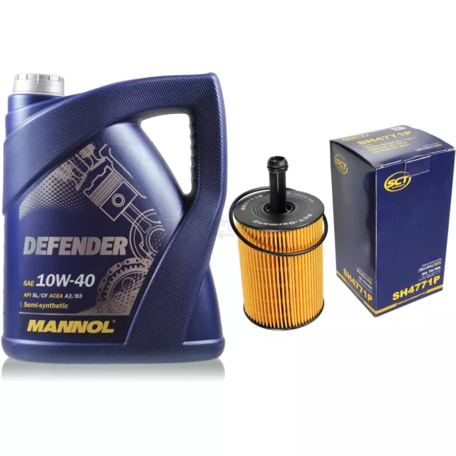 Vidange D'Huile Kit 5 Litre mannol Defender 10W-40 + Sct Filtre Service