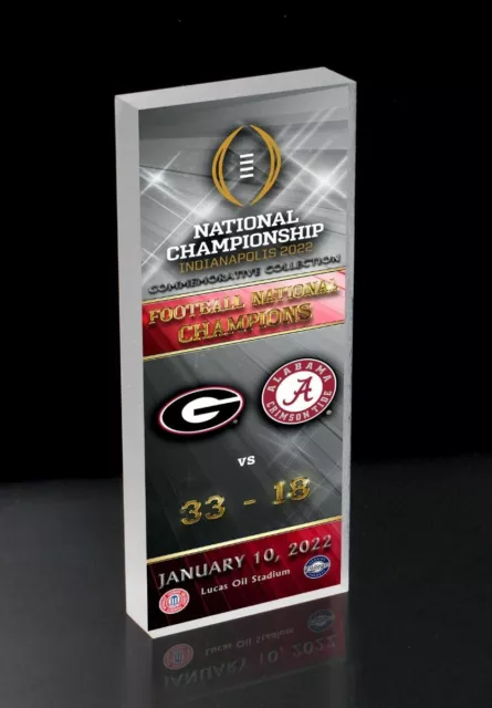 Georgia Bulldogs VS Alabama National Championship Acrylic 3D Ticket Block