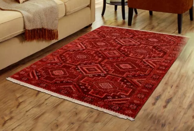 Anudado a Mano Lana Alfombras para Salón Parsian Oriental Rojo 0.9x1.5m