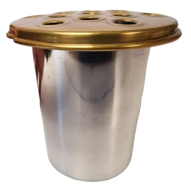 Aluminium Grave Vase Flower Pot Insert with Gold Lid 12cm