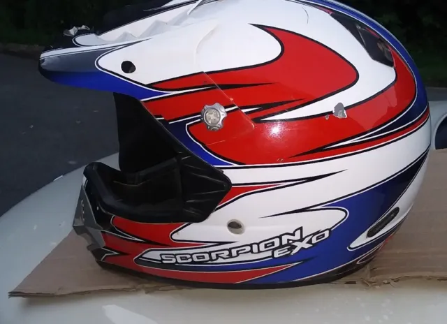 Scorpion Exo VX17 Twister Red White Blue Motorcycle Helmet DOT S w Fox Bag