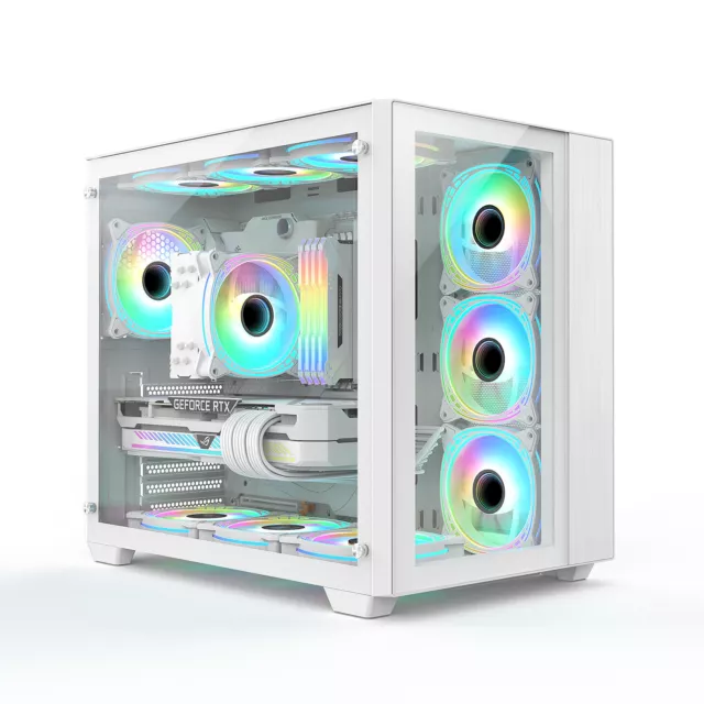 iONZ KZ-Z - PC Gaming Case, ATX Mid Tower, Dual Chamber, ARB PWM -Type C - White
