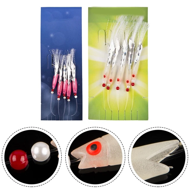 Nuovo Arrivo 5 pz set esca da pesca con corda principale lunga e flash luminoso