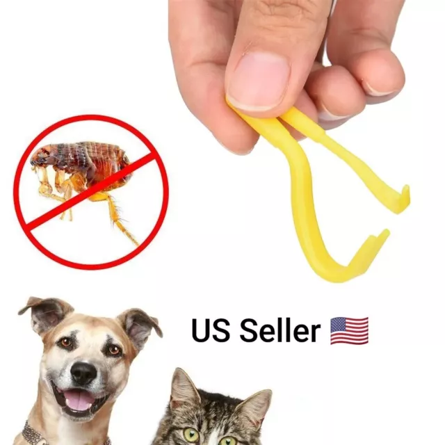 2Pcs 2 Sizes Animal Pet Dog Cat Tick Louse Flea Scratching Removal Hook Tool RB