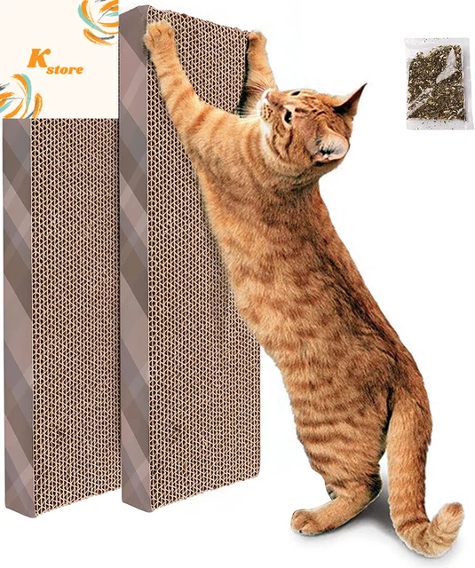 Cartón rascador de gatos Primepets, paquete de 2 almohadillas para rascar gato corrugado reciclado,