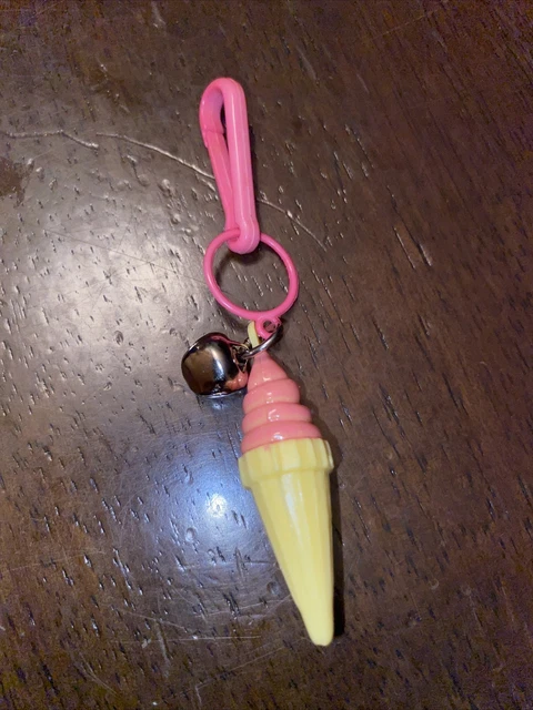 Vintage 1980s Plastic Bell Charm Strawberry ice cream Cone 80s Charm Necklace