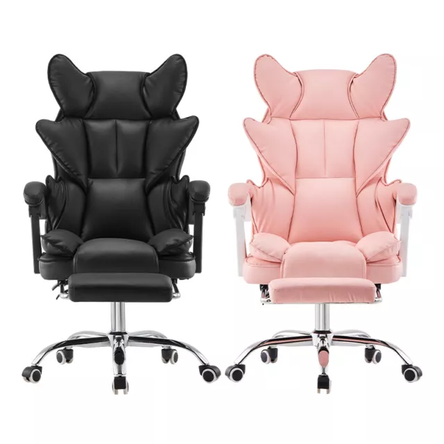 Office Desk Chair PU Leather Racing Computer with Footrest Swivel