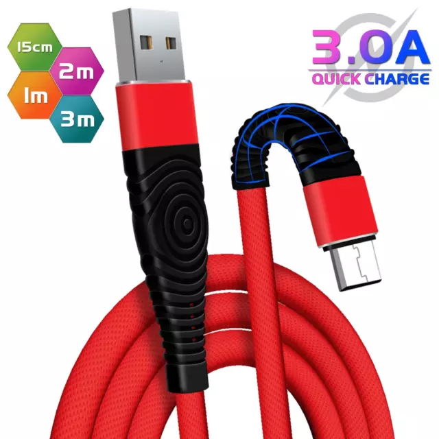 Strong Braided Micro USB Fast Charger Charging Data Cable Sync Lead For Android