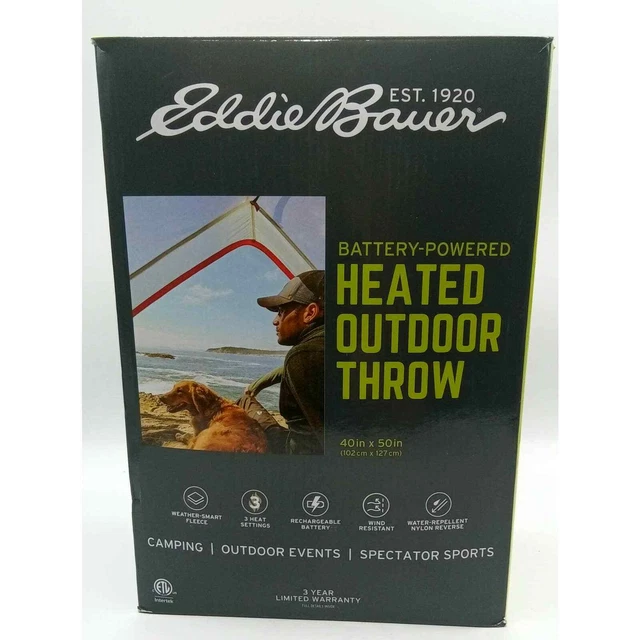 Eddie Bauer Portable/Rechargeable Heated Throw Blanket Black