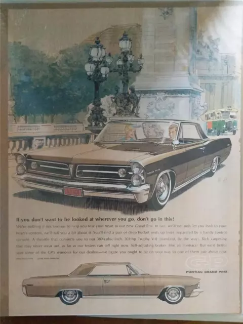 Vintage Original 1963 GM PONTIAC GRAND PRIX Full Color Magazine Ad