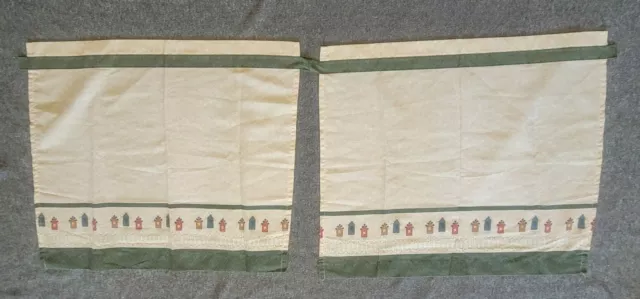 Country Bird House Window Treatment Curtain Panel Flat attached 2 pieces