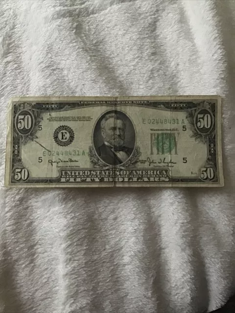 1950 E Series $50 Fifty Dollar Bill Federal Reserve Note