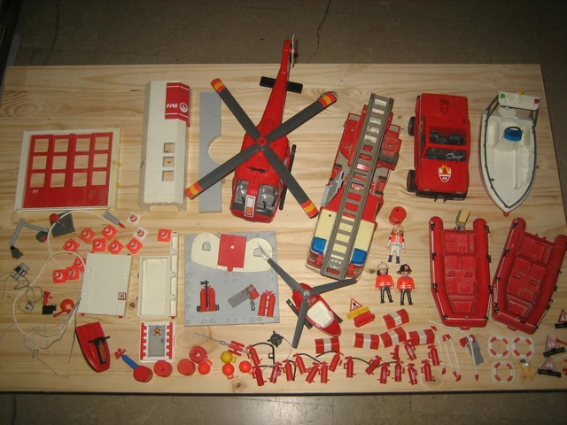 Kit pompiers playmobil (camion caserne et hélicoptère) (Gebraucht) in