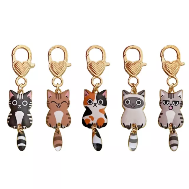 Cute Cat Keyring Charm Animal Kitty Keychain Kitten Lovers Uk Seller