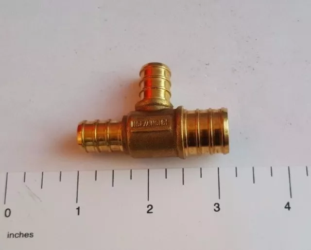 25 Pieces 3/4" X 1/2" X 1/2" Pex Tee Brass Crimp Fittings ( Lead Free )