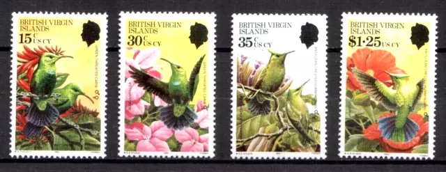 British Virgin Island Birds Colibri Hummingbirds on local flora Sc # 422-5 MNH