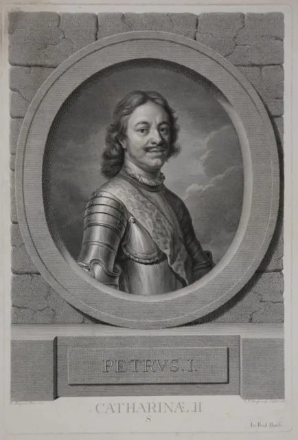 Peter I der Grosse (1672-1725): Portrait großer Kupferstich von Bause 1786