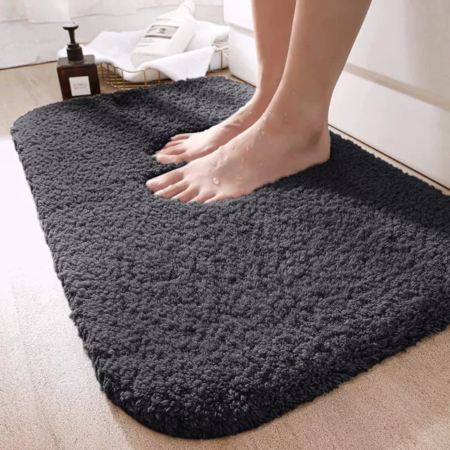 Microfiber Bath Mat Non Slip Bathmat Toilet Shower Bathroom Shaggy Rug 50*80cm