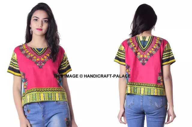 Dashiki Top Corto, Africano Angelina Stampa Tribale Folletto Rave Goa Psy Trance