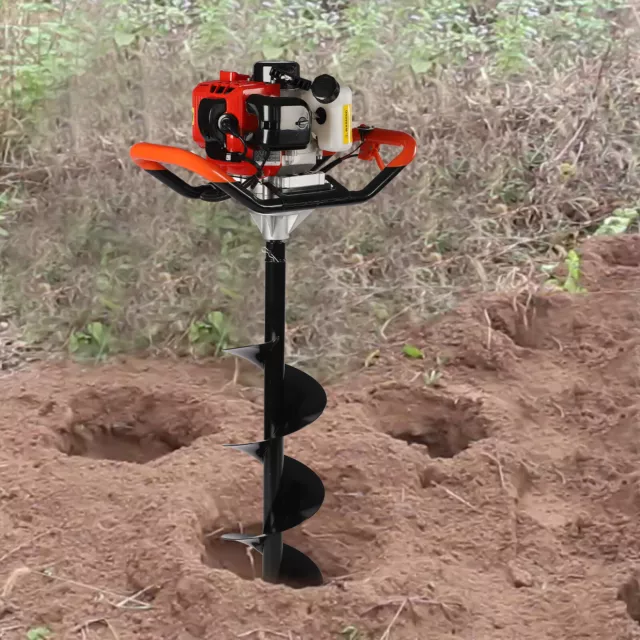 2.3hp Gas Petrol Post Hole Digger Earth Auger 52cc Powered Engine & 4" 6" 8" Bit