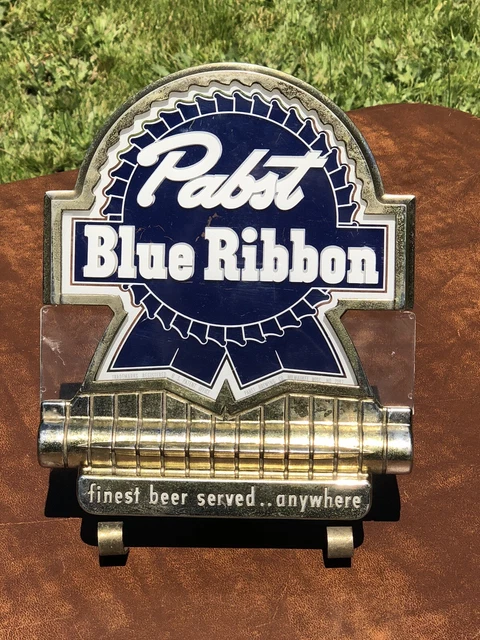 Old Vintage Pabst Blue Ribbon Beer Lighted Gold Chrome Cash Register Bar Sign