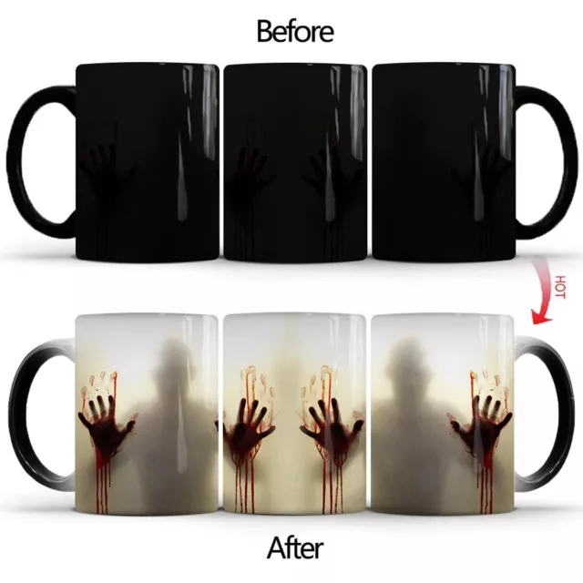 Horror Coffee Mug-Heat Sensitive Color Changing Zombie Ceramic Novelty Mugs