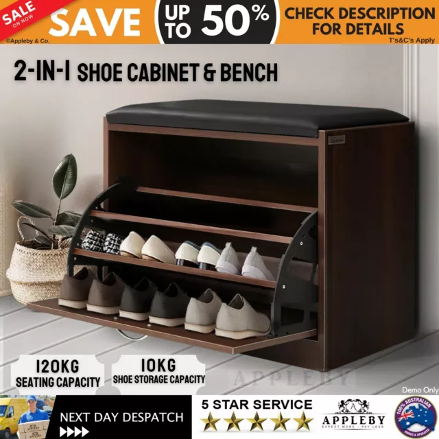 Shoe Cabinet Bench Shoes Organiser Storage Rack 3 Tiers Shelves Cupboard