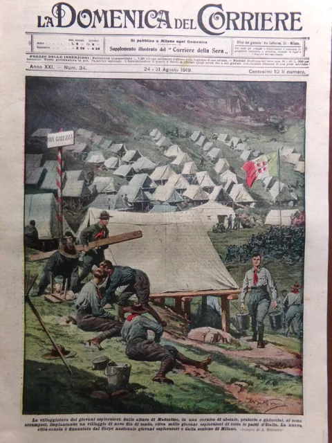 La Domenica del Corriere 24 Agosto 1919 Niccolai Leoncavallo Hackel Esploratori