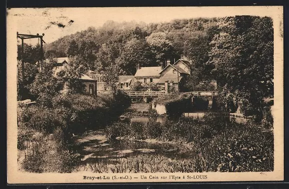 CPA Bray-et-Lu, Un Coin sur l´Epte a St-Louis 1933