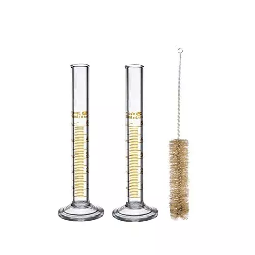 Glass Graduated Cylinder Set Thick Measuring Cylinders 5ml Wih Brush2pcs