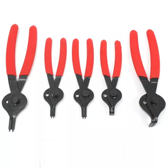 5pc Snap Ring Plier Set Internal External Circlip Retaining Pliers Straight Bent