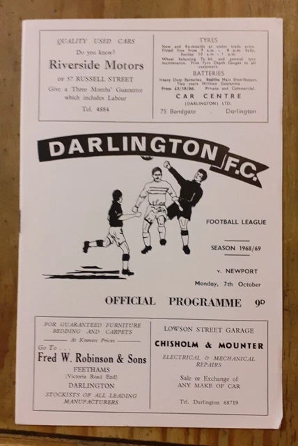 Darlington v Newport County 7 October 1968 Division 4