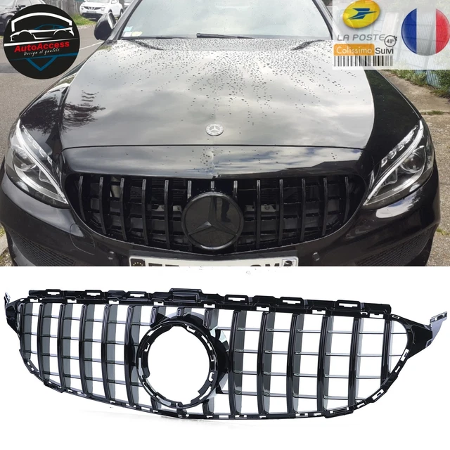 Calandre Diamant Noir Et Chrome Pour MERCEDES Classe C W205 (2014-2018) - Neuf Sous Emballage