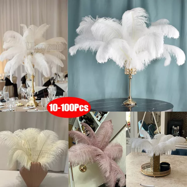 2-100PCS Large Ostrich Feathers For Wedding Party Costume Decoration 25-30cm