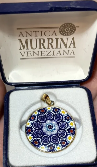 VTG Antica Murrina Veneziana Murano Art Glass Circle Pendant Millefiori Italy