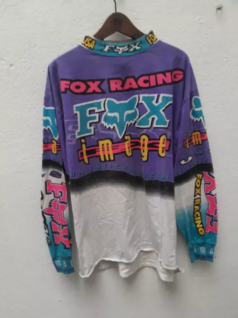 Vintage 90s FOX Moto Cross Dirt Bike Jersey Long Sleeve Shirt XL Old