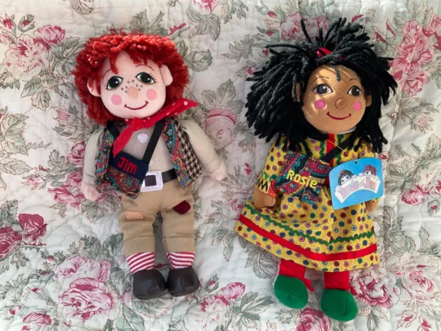 Rosie & Jim Canal Narrowboat Plush Beanie Rag Dolls With Their Tote Bags & Tag!!