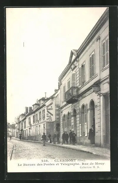 CPA Clermont, Le Post Office et Telegraph, Rue de Mouy