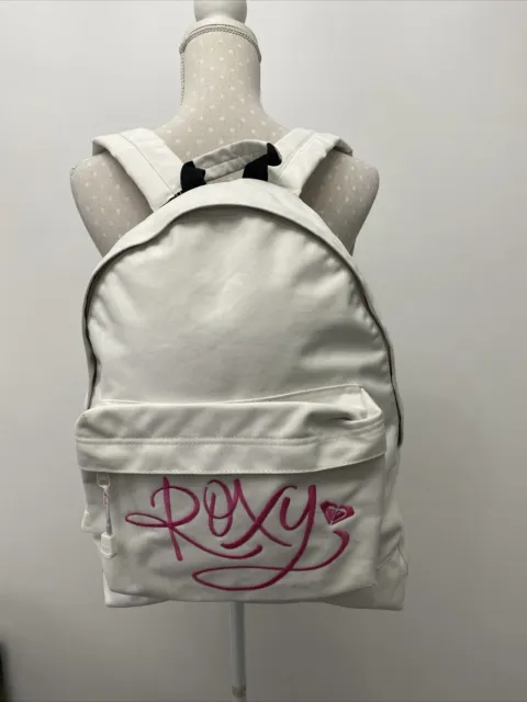 Vintage Y2K Roxy Quiksilver Rucksack Backpack White & Pink