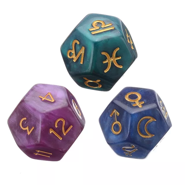 Astrology Divination Dice - Set of 3 12-Sided Astro Dice for Fortune-Telling