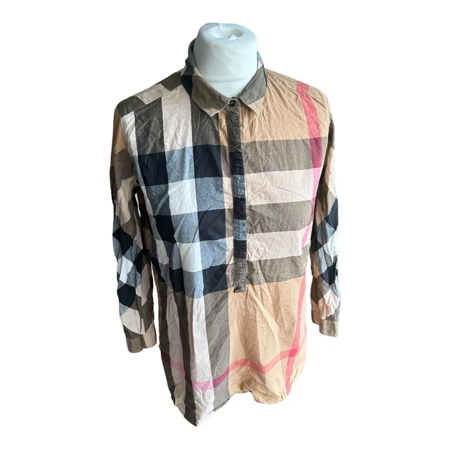CAMICIA DA DONNA beige Burberry Brit Nova Check cotone manica lunga taglia XSmall EUR 71 11 PicClick IT
