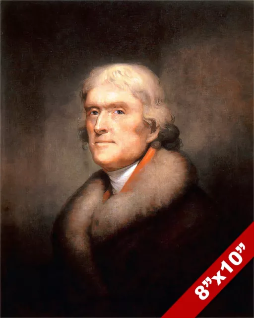 Thomas Jefferson Us President Portrait Oil Painting Art Real Canvas Giclee Print