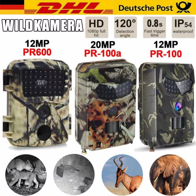 Mini Wildkamera Jagdkamera 1080P Überwachungskamera Fotofalle mit PIR Nachtsicht